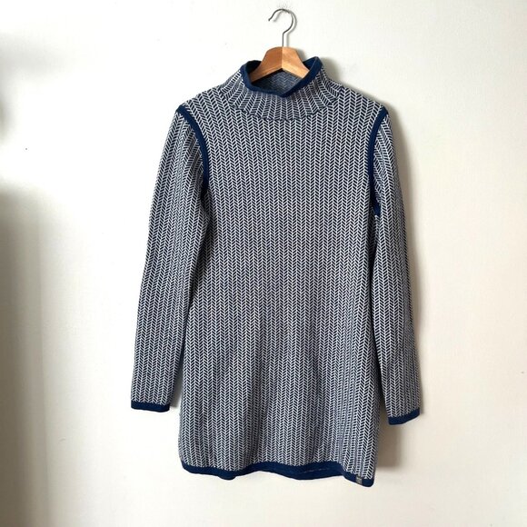 Title Nine Barra Tunic Herringbone Merino Wool Blend Sweater Dress Women Size M - Picture 1 of 8